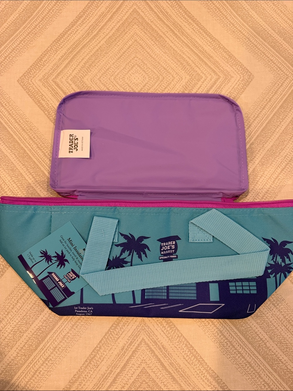 Trader Joe’s Summer 2026 Mini Insulated Lunch Bag Purple Light Blue Limited Edit